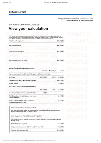 HMRC SA302 Design 1