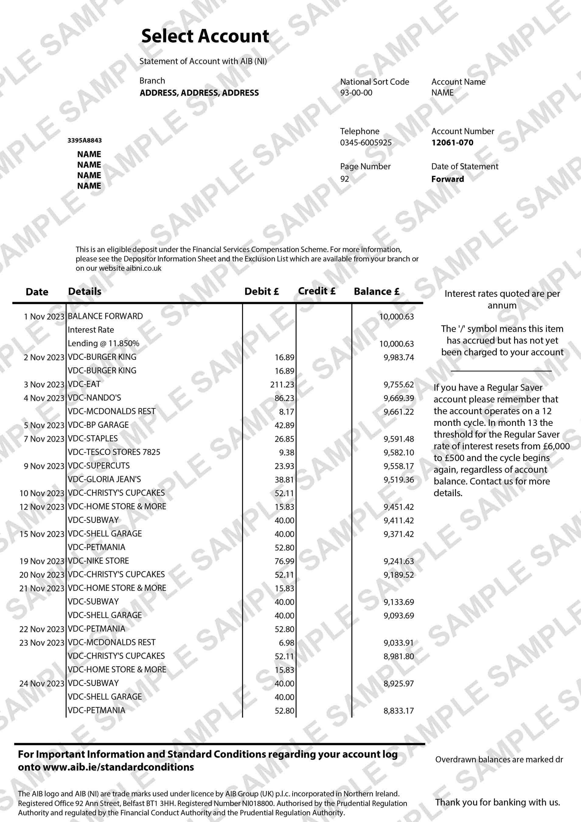 AIB Bank Template