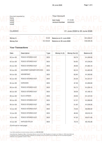 Lloyds Bank Statement