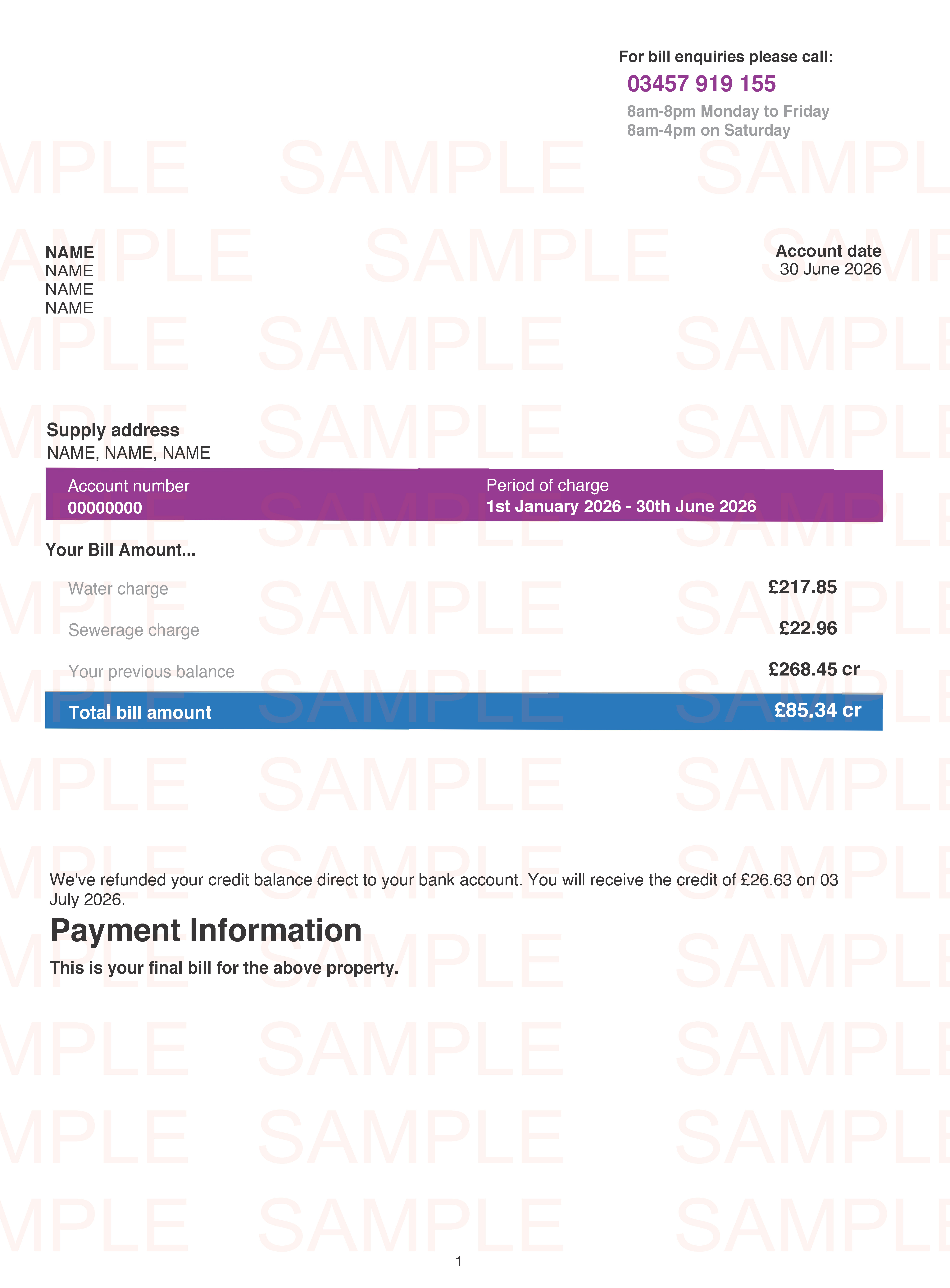 Anglian Water Bill