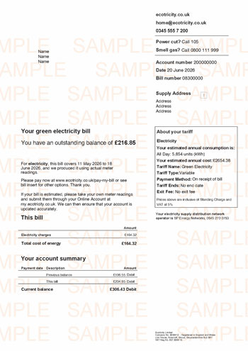 Ecotricity Bill